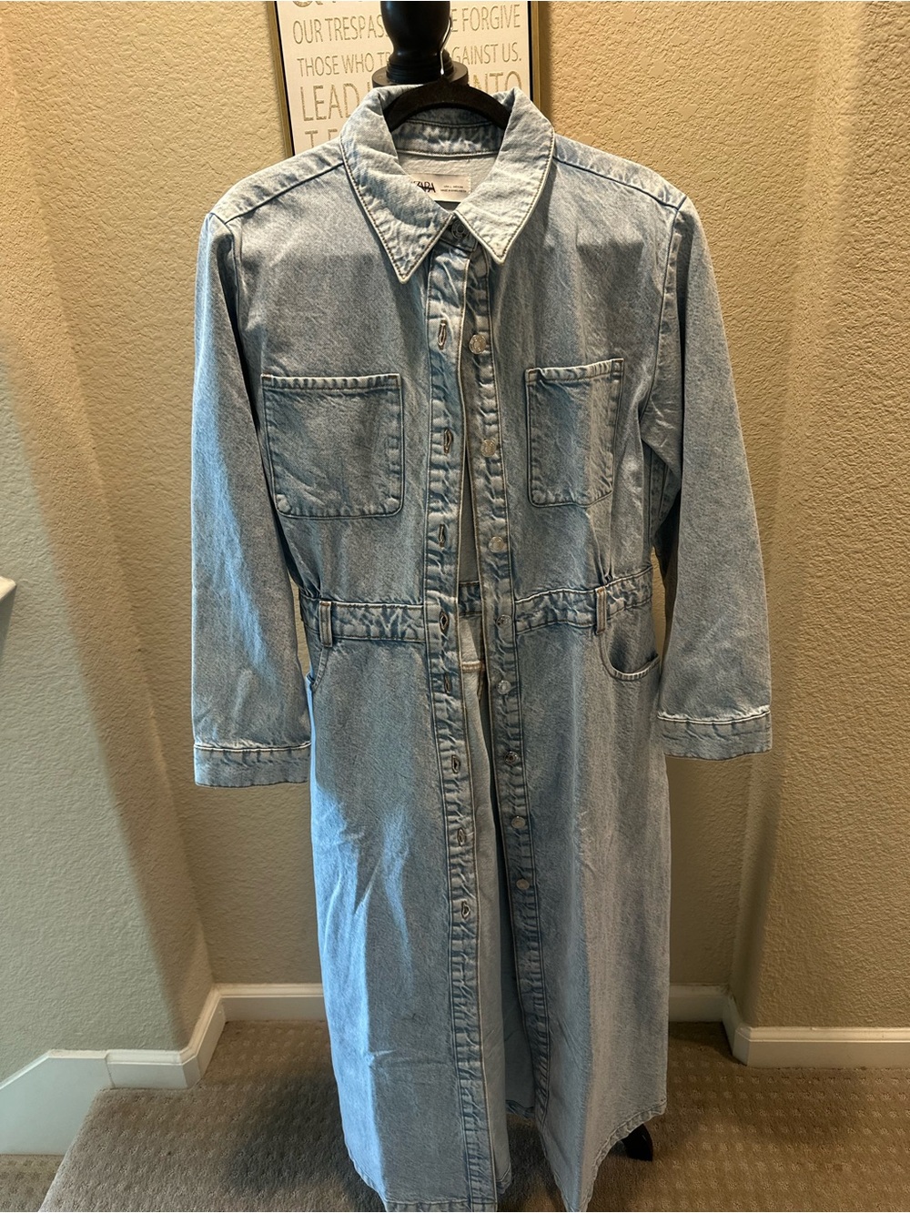 Zara Light Blue Denim Long Jean Dress